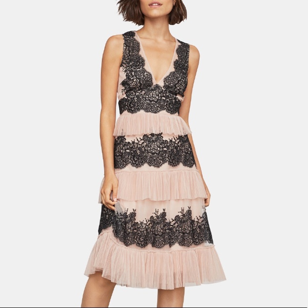 BCBGMaxAzria Floral Embroidered Tulle Dress